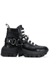 Miu Miu Embellished Strap High-top Sneakers In Black
