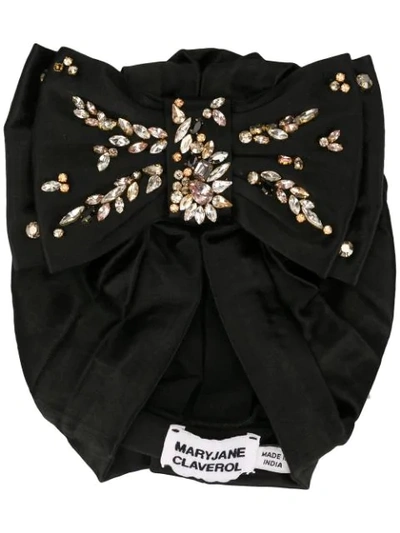 Mary Jane Claverol Crystal Embellished Turban In Black