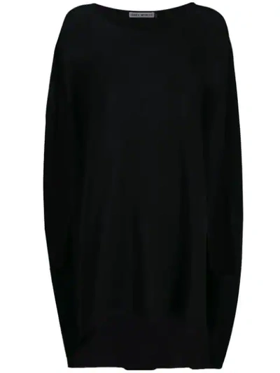 Issey Miyake Gestricktes Oversized-kleid In Black