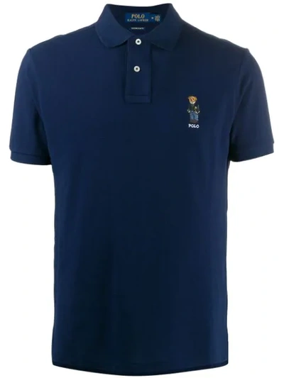 Polo Ralph Lauren Embroidered Signature Teddy Polo Shirt In Blue
