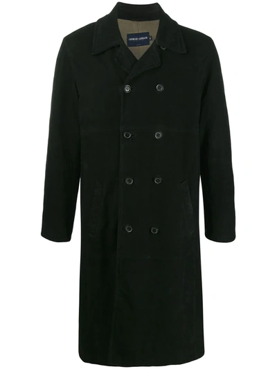 Pre-owned Giorgio Armani 1990s Double-breasted Trench Coat In Black