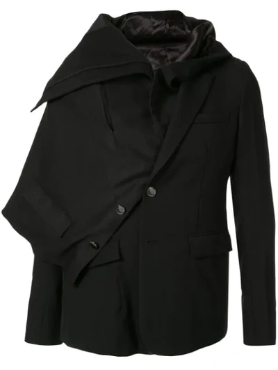 Fumito Ganryu Short Asymmetric Jacket In Black