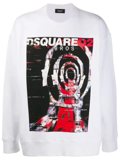 Dsquared2 Logo Print Sweatshirt In White