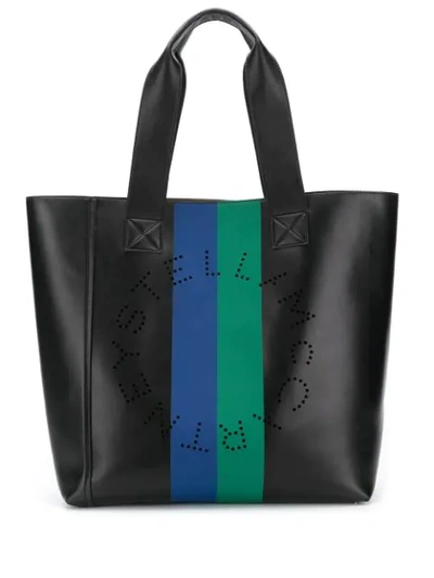 Stella Mccartney Perforated Logo Tote In Black