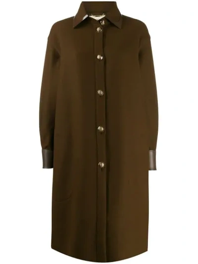Fendi Long Shirt Coat In Brown