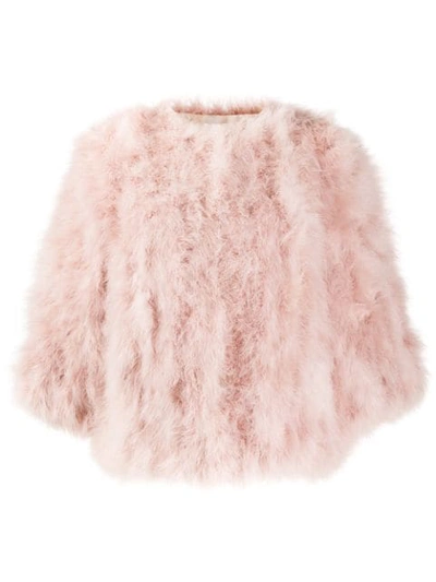 Yves Salomon Feathered Short Jacket In Pink