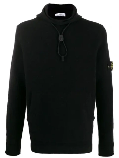 Stone Island Bungee Cord Hoodie In Black