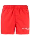 Givenchy Logo Printed Swim Shorts In 626 Poppy Red