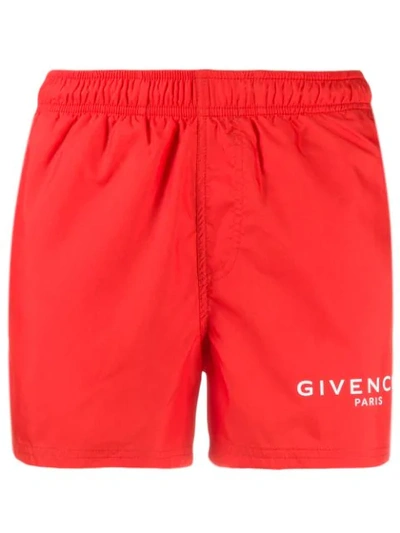 Givenchy Logo Printed Swim Shorts In 626 Poppy Red