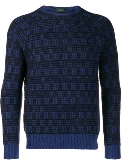 Zanone Intarsia Knit Jumper In Blue
