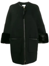 Agnona Zipped Cropped Sleeve Overcoat In 黑色