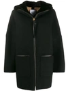 Agnona Shearling Zip Overcoat In Black