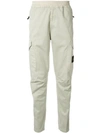 Stone Island Logo Patch Straight-leg Trousers In White