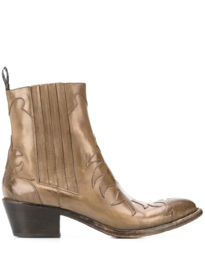 Sartore Western Appliqué Boots In Brown