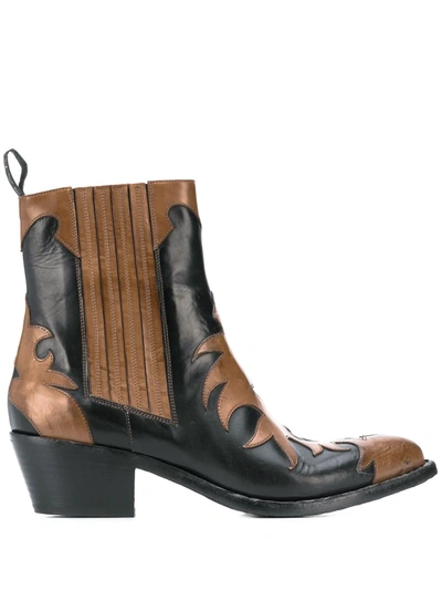 Sartore Western Appliqué Boots In Black