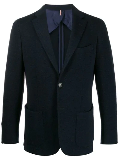 Dell'oglio Textured Plain Blazer In Blue