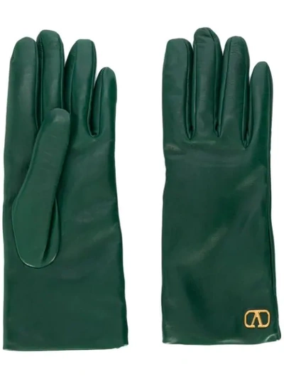 Valentino Garavani Vlogo Gloves In Green