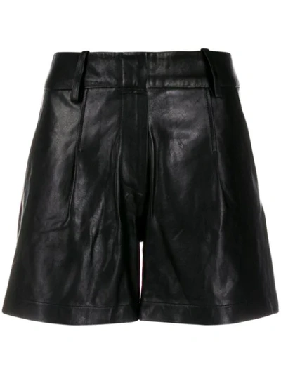 Arma Loose Fit Leather Shorts In Nero