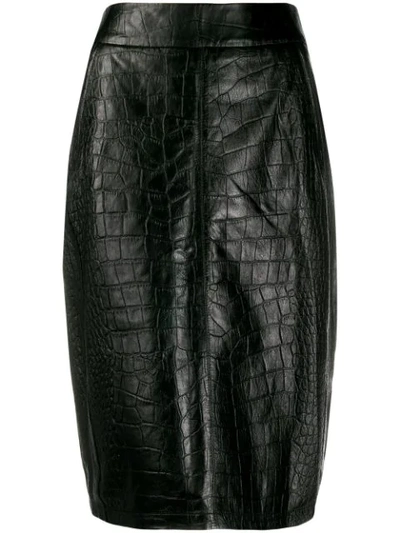 Arma Leather Midi Skirt In Black