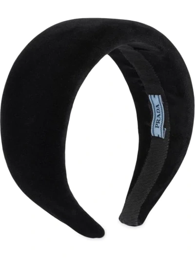Prada Velvet Headband In Black