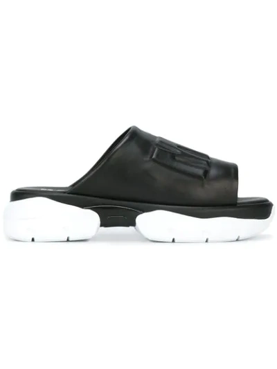 Msgm Black Leather Sandals