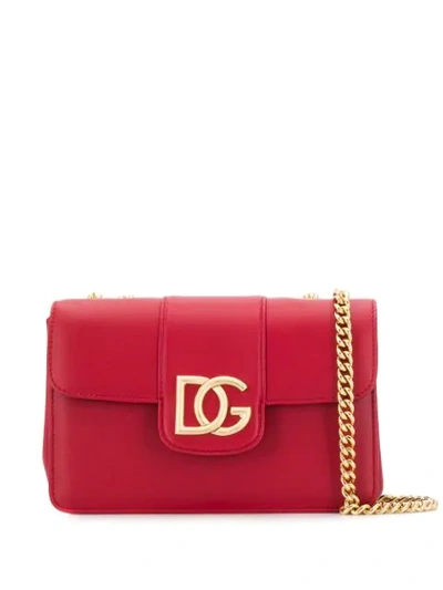 Dolce & Gabbana Logo Plaque Shoulder Bag In Red