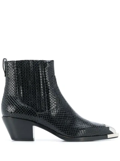 Ash Floyd Snake-pattern Ankle Boots In Black