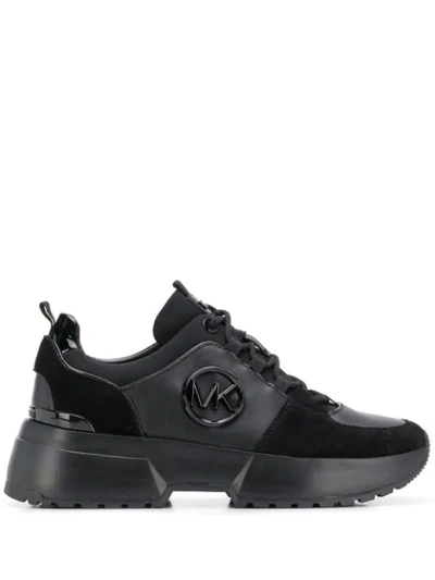 Pre-owned Michael Michael Kors Side Logo Trainers In Black