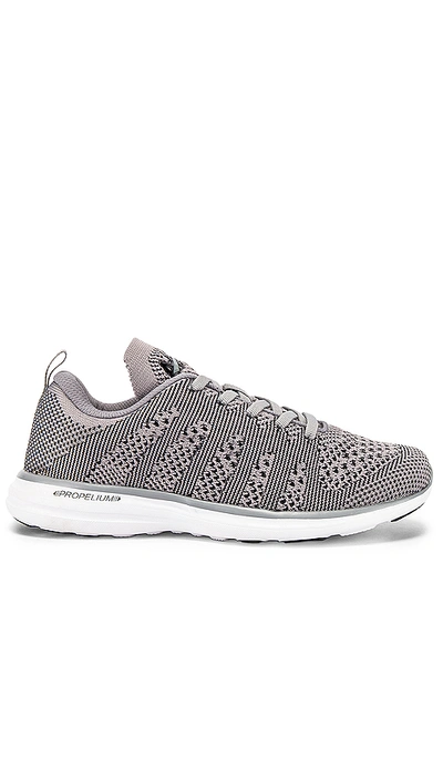 Apl Athletic Propulsion Labs Techloom Pro Knit Running Shoe In Cement/ White/ Black