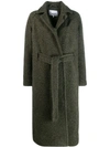 Ganni Boucle Wool Long Wrap Coat In 861