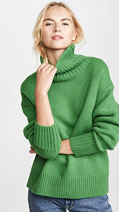 Rag & Bone Lunet Lambs Wool Turtleneck Sweater In Green