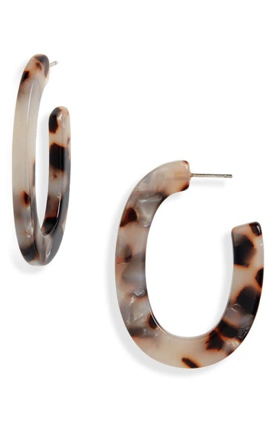 Madewell Acetate Oval Hoop Earrings In Shell Tort