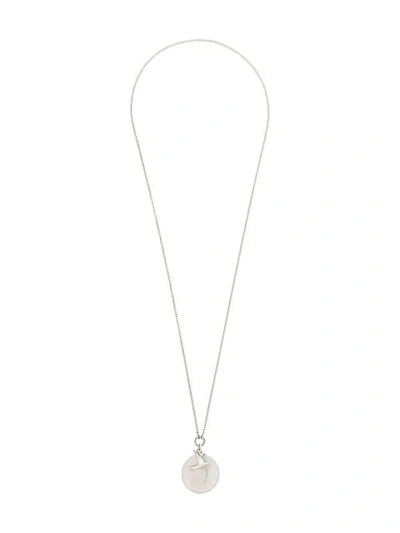 Ann Demeulemeester Bird & Disk Pendant Necklace In Metallic