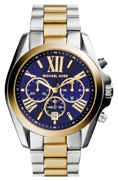 Michael Kors Bradshaw Chronograph Bracelet Watch, 43mm In Blue/gold