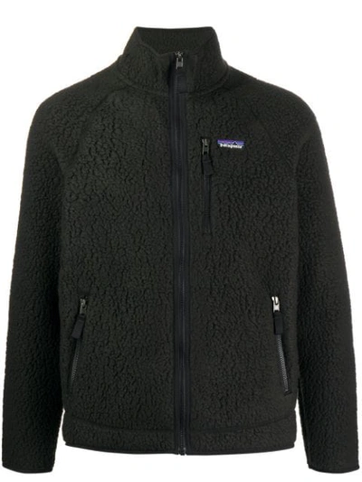 Patagonia Retro Pile Logo Patch Jacket In Black