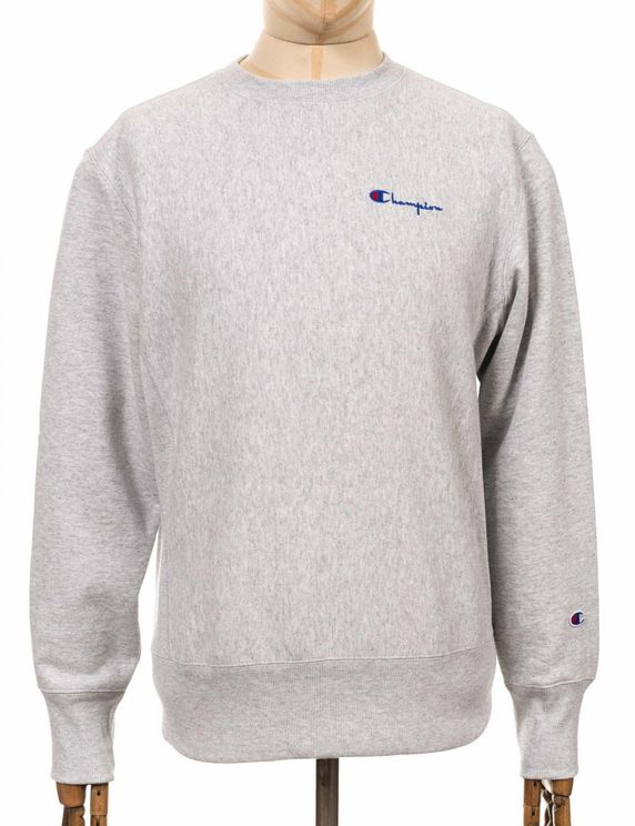 Champion Reverse Weave Script Logo Sweatshirt - Loxgm Light Grey Colo |  ModeSens