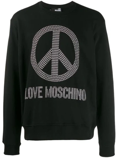 Love Moschino Metal Studded Peace Logo Sweatshirt Colour: Black