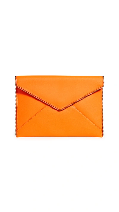 Rebecca Minkoff Leo Leather Clutch In Neon Orange