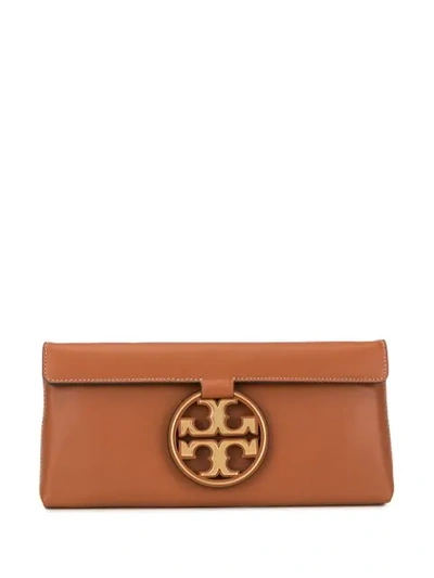 Tory Burch Miller Small Leather Clutch In Black