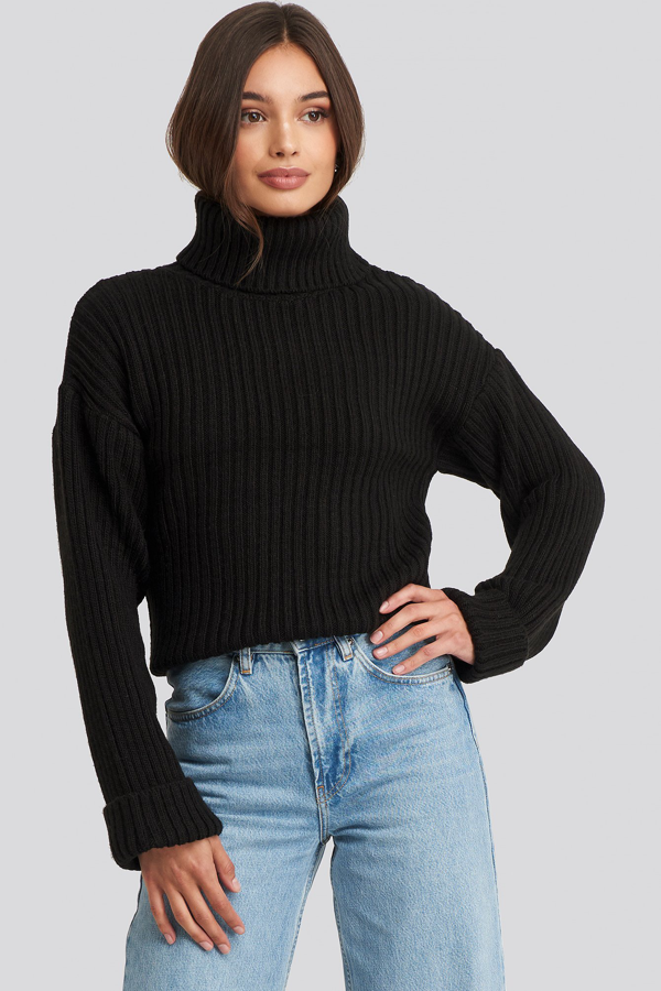 Na-kd Ribbed Knitted Turtleneck Sweater - Black | ModeSens