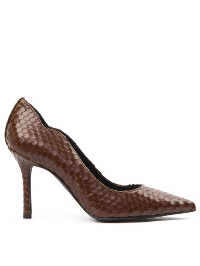 Marc Ellis Brown Leather Scaled Pumps