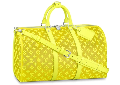 Pre-owned Louis Vuitton  Keepall Bandouliere Monogram Mesh 50 Yellow