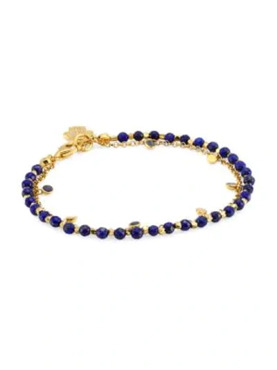Astley Clarke Women's 14k Yellow Goldplated, Lapis & White Sapphire Hamsa Biography Charm Bracelet