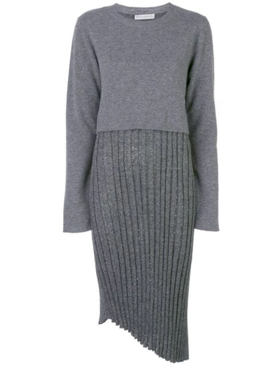 Jw Anderson Two-layer Pleated Dress In Grey