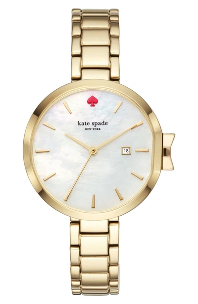 Kate Spade Park Row Bracelet Watch, 34mm In White/gold