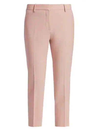 Theory Treeca Skinny-leg Cropped Good Wool Suiting Pants In Petal Pink