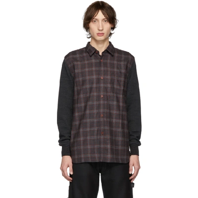 Junya Watanabe Grey Wool Panelled Flannel Shirt