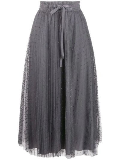 Red Valentino Point D'esprit Tulle Pleated Skirt In Grey