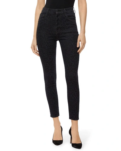 J Brand Lillie High Rise Cropped Leopard-printed Jeans In Savannah