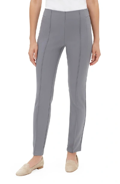 Lafayette 148 Acclaimed Stretch Slim Pintuck City Pants In Cinder